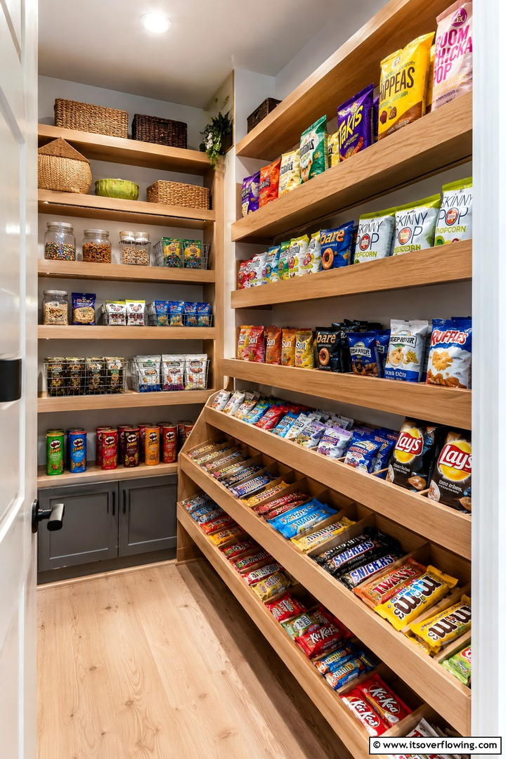 Tiered Shelf Displays - 30 Snack Storage Ideas for Organized Kitchen Pantries