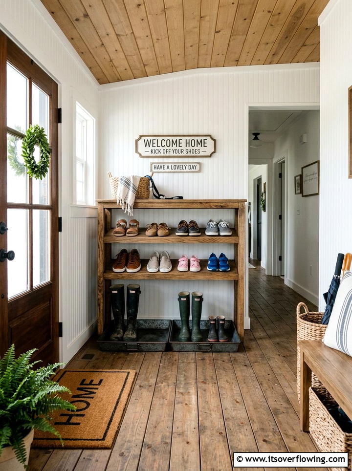 Tiered Shoe Storage Porch - 25 front porch ideas with boot tray