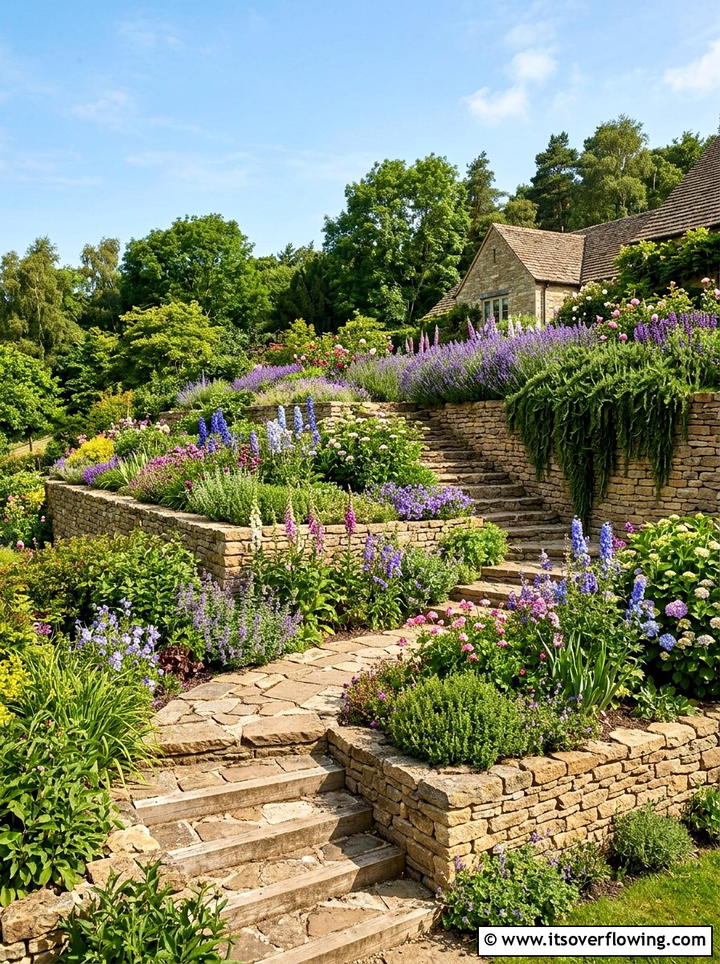Tiered Slope Garden - 25 creative garden ideas for spring makeover