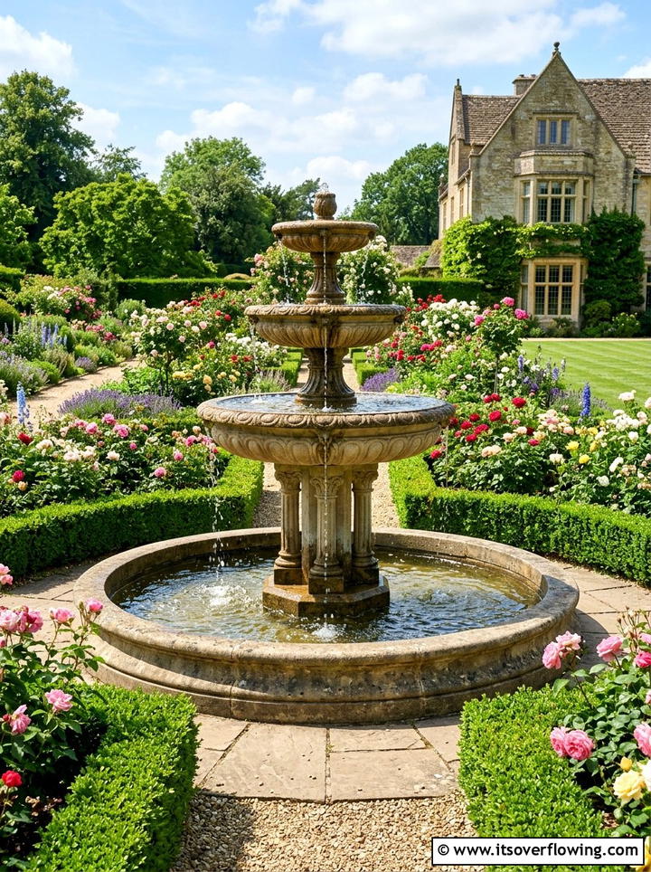 Tiered Stone Fountain - 25 backyard ideas with fountain
