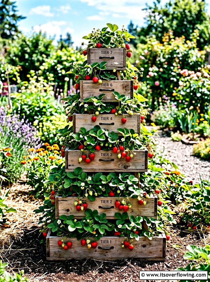 Tiered Strawberry Box - 25 upcycled garden ideas with old drawers