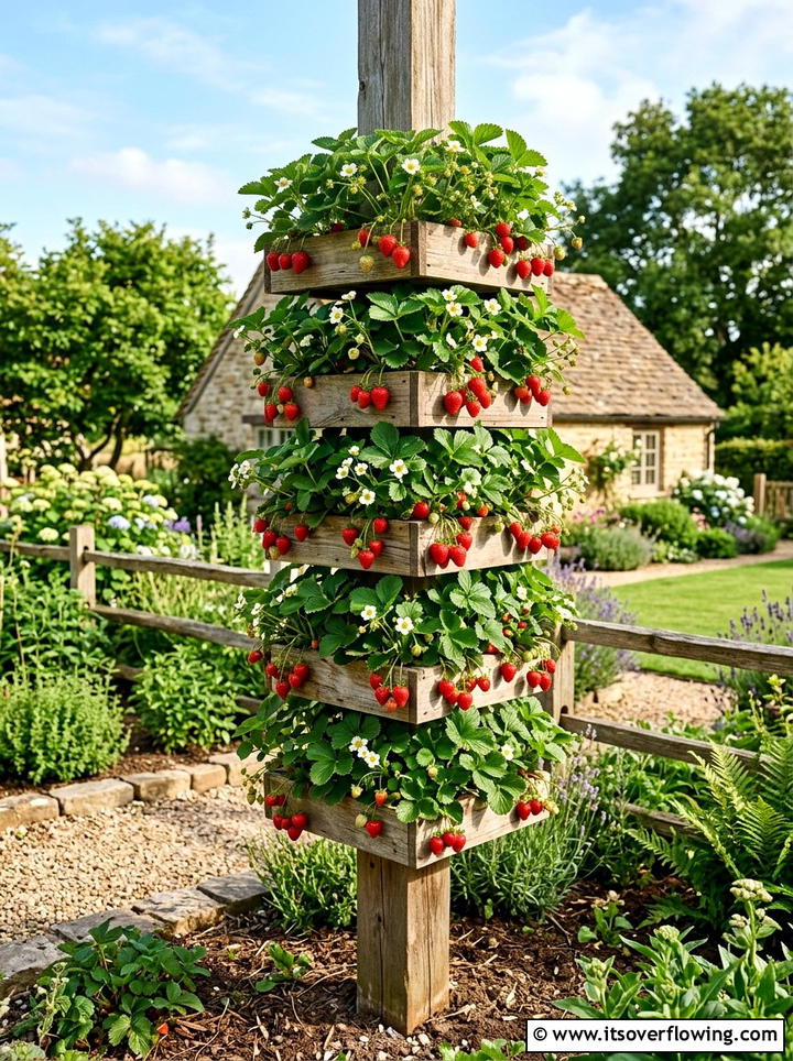 Tiered Strawberry Planter - 25 recycled garden ideas with tin cans