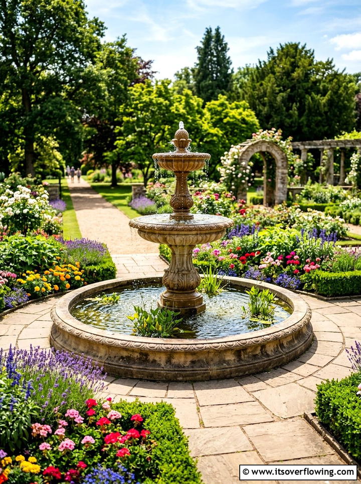 Tiered Water Fountain - 25 garden decor ideas for large gardens