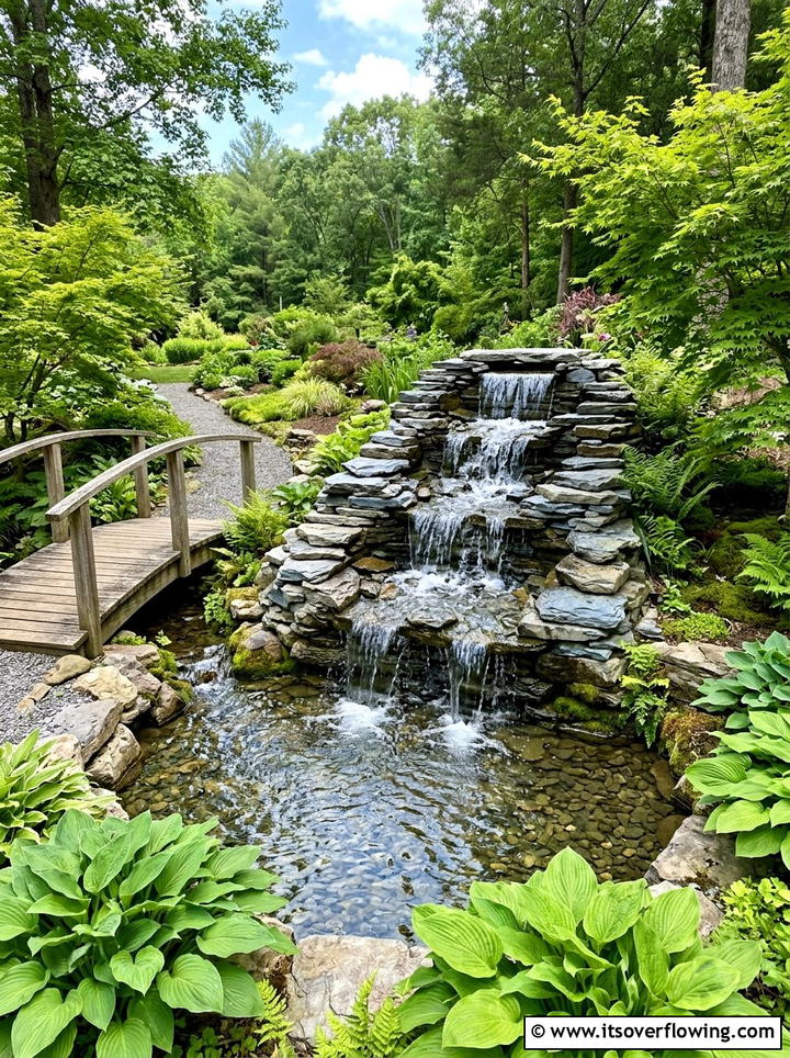 Tiered Waterfall Feature - 25 garden ideas for peace and relaxation