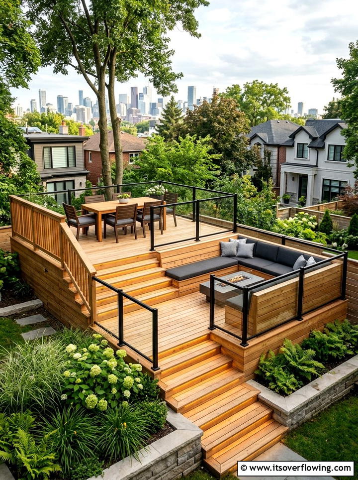 Tiered Wooden Deck - 25 garden ideas for townhouses