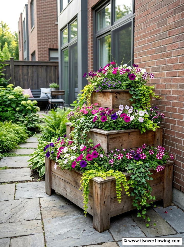 Tiered Wooden Planter - 25 small garden ideas for townhouses