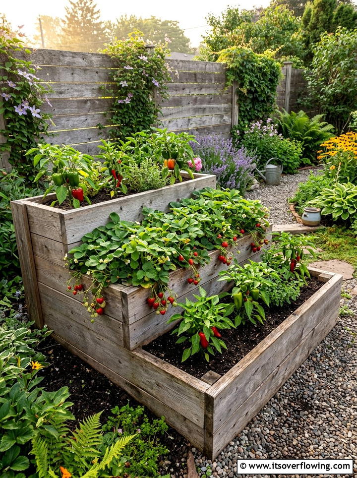 Tiered Wooden Raised Bed - 25 small garden ideas with raised beds