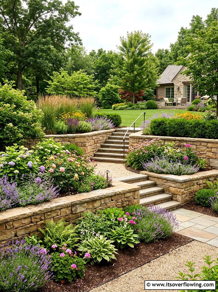 Tiered backyard slope - 25 garden design ideas for backyard spaces