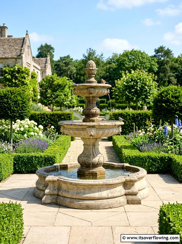 Tiered bird bath fountain - 25 garden decor ideas with bird baths