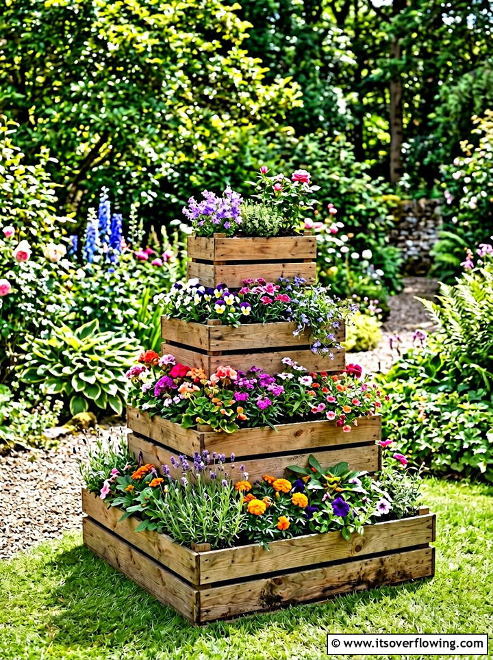 Tiered crate garden - 25 front porch decor ideas with vintage crates