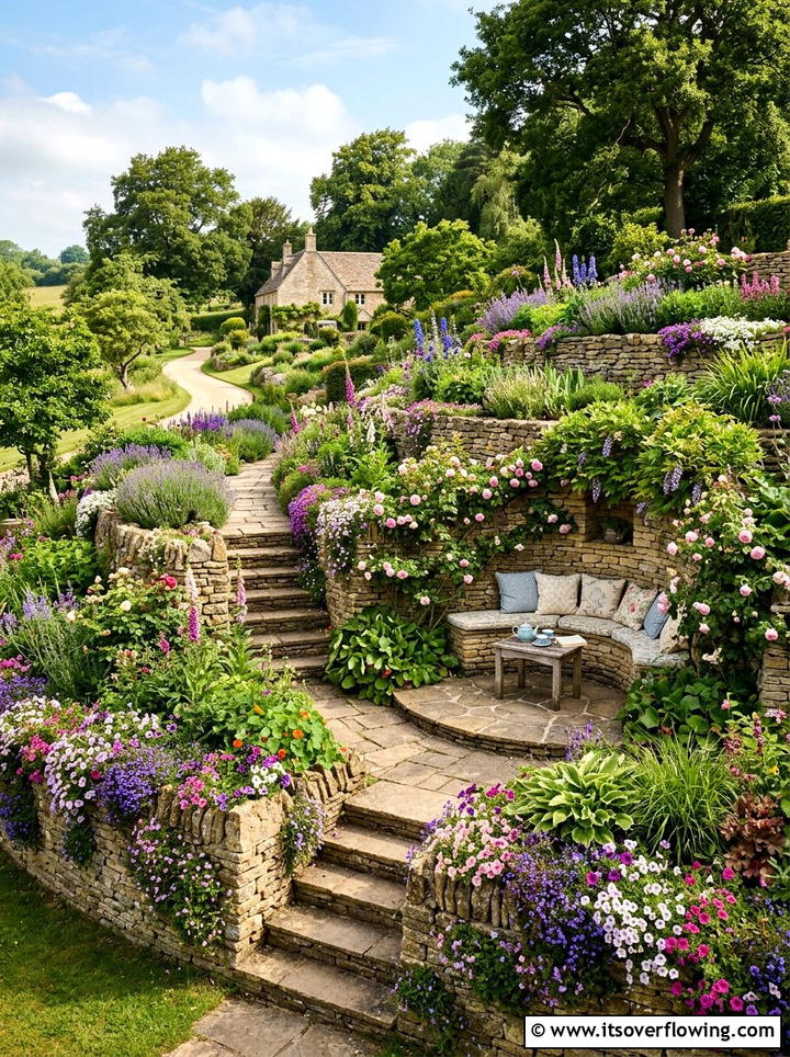 Tiered flower bed - 25 creative garden ideas with hidden garden corners