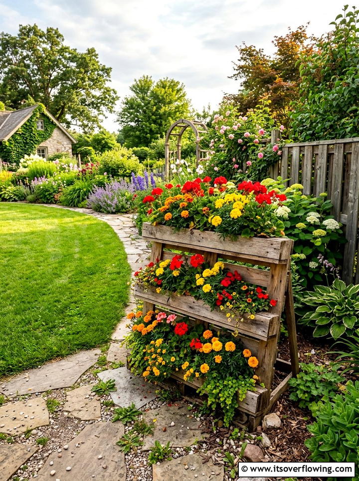 Tiered flower bed - 25 creative garden ideas with pallet planters