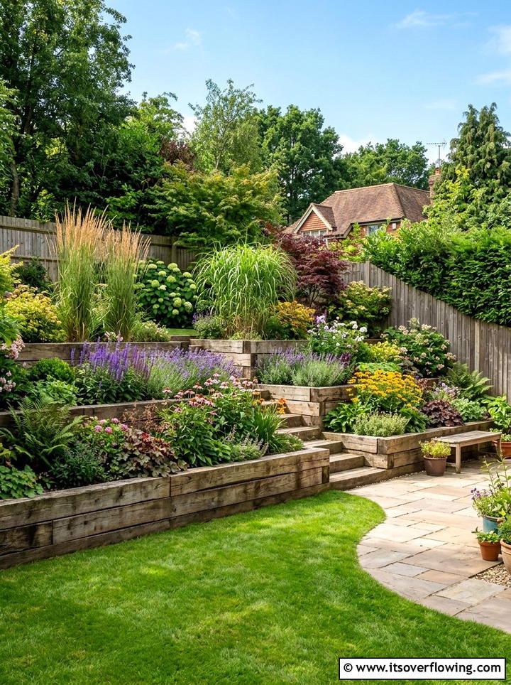 Tiered garden beds - 25 small garden ideas with privacy screens