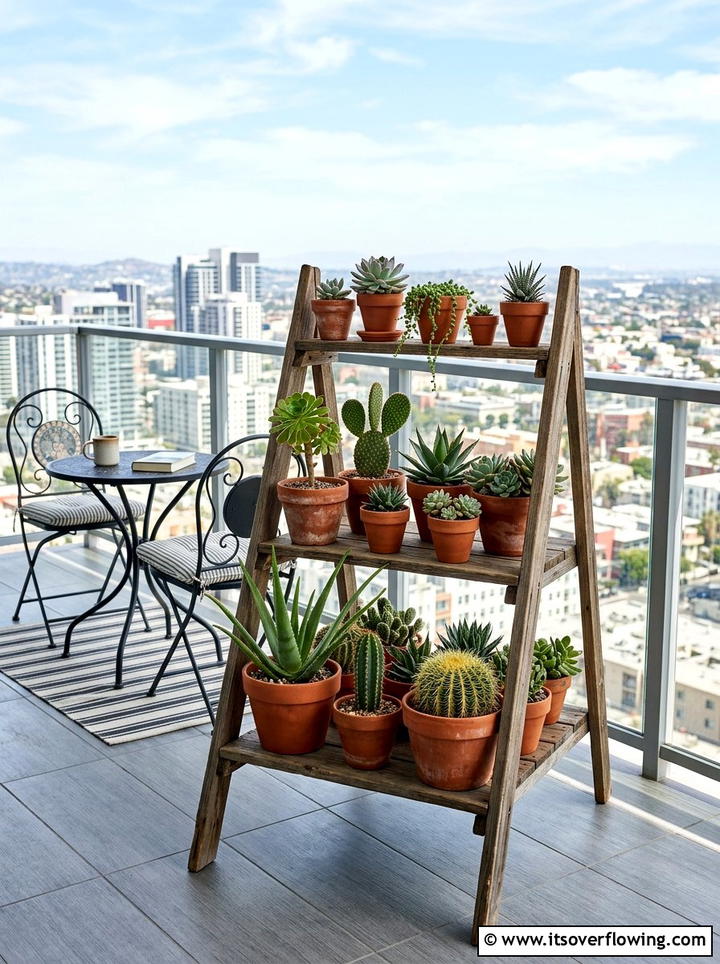 Tiered ladder planter - 25 garden ideas with vertical planters