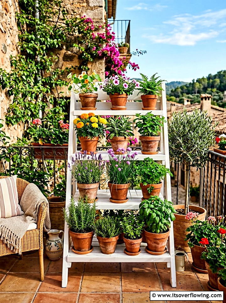 Tiered plant stand - 25 garden decor ideas for apartments
