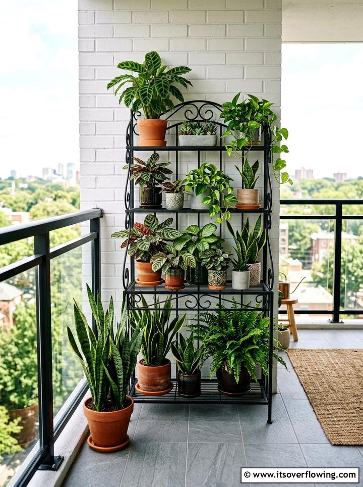 Tiered plant stand - 25 garden decor ideas for balconies