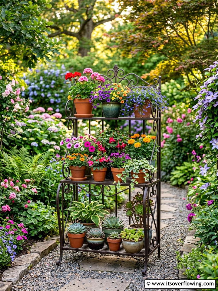 Tiered plant stand - 25 small garden ideas for patio
