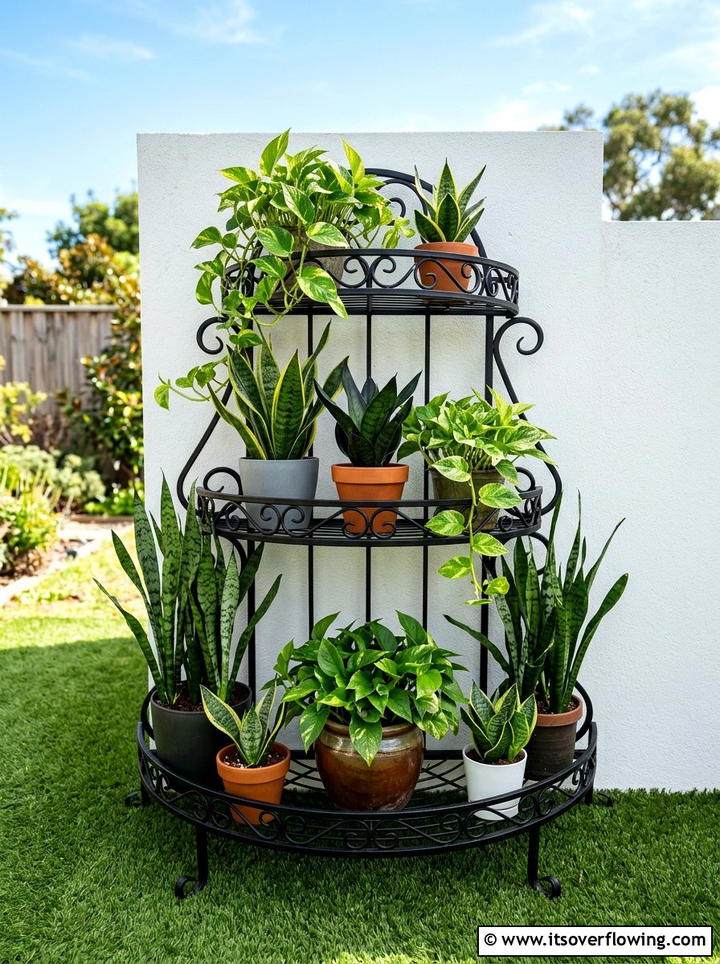 Tiered plant stand - 25 creative garden ideas for balconies