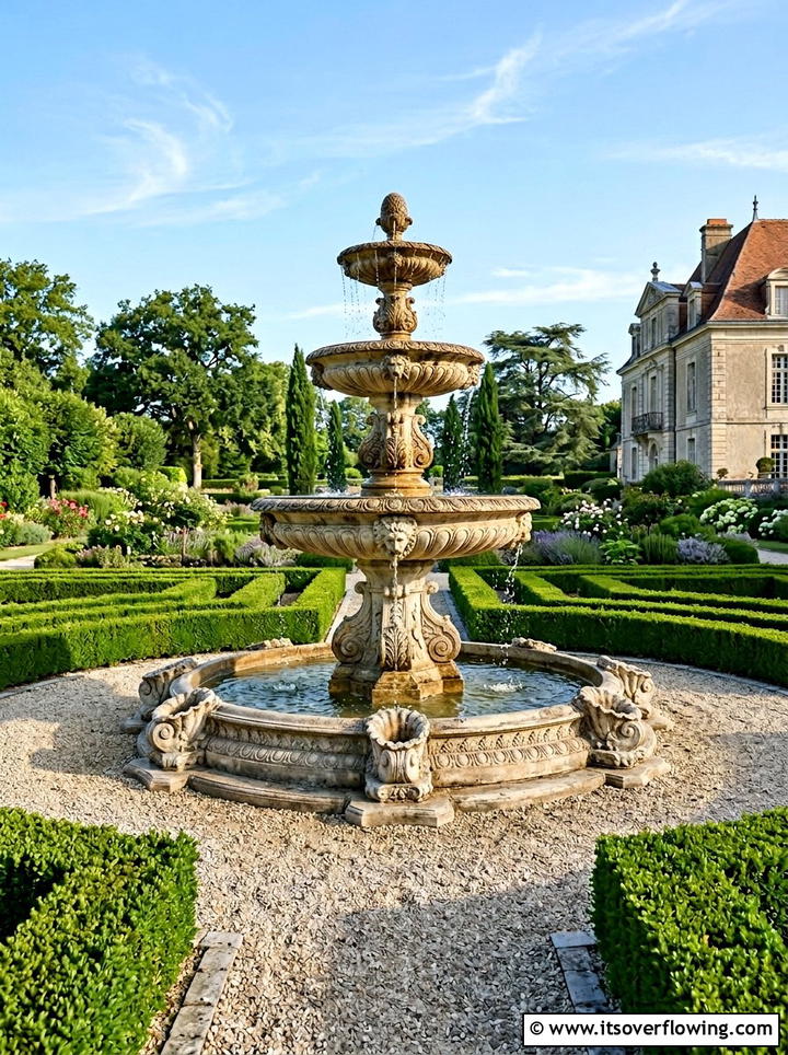 Tiered stone fountain - 25 backyard ideas with water feature