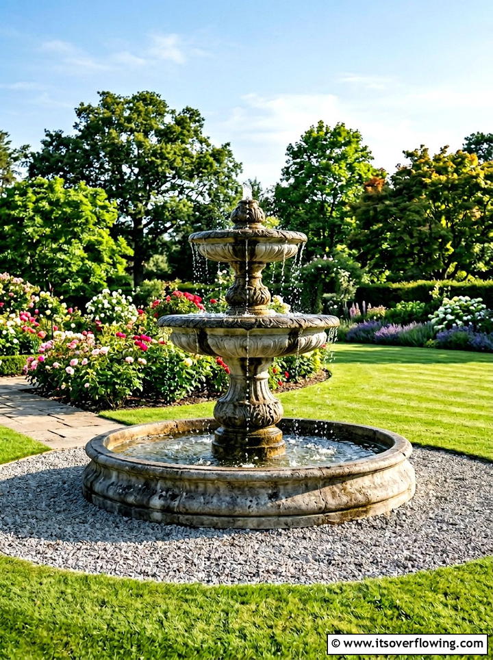 Tiered stone fountain - 25 garden ideas with water features