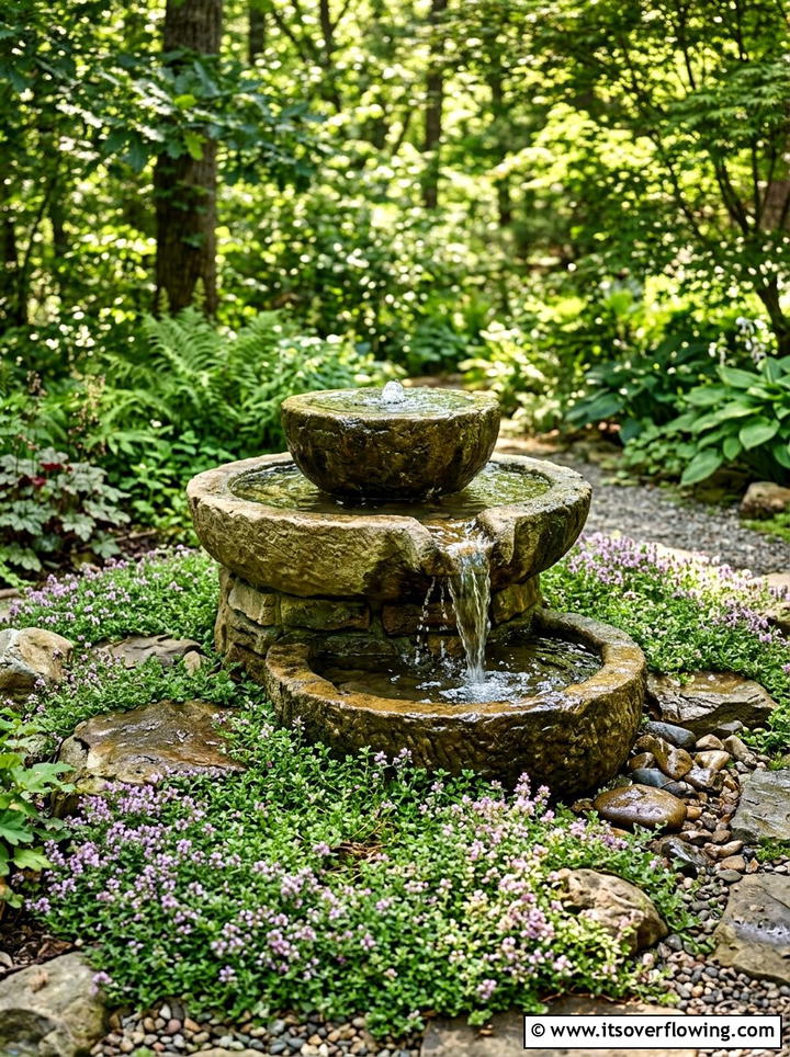 Tiered stone water bowl - 25 backyard decorating ideas with water bowls