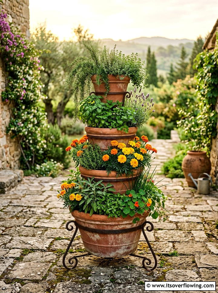 Tiered terracotta planter - 25 garden design ideas with pot displays