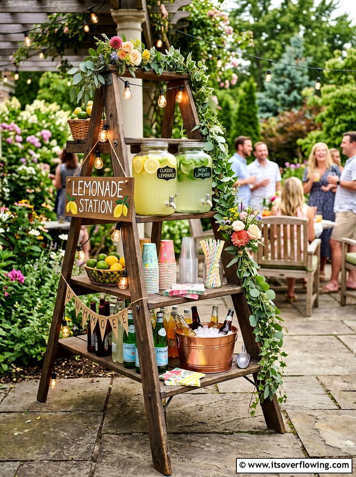 Tiered vegetable ladder rack - 25 upcycled garden ideas with ladder shelves
