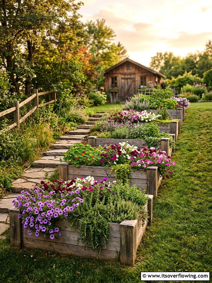 Tiered wooden garden beds - 25 garden ideas with raised beds