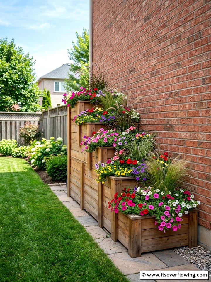 Tiered wooden planters - 25 garden design ideas for small yards