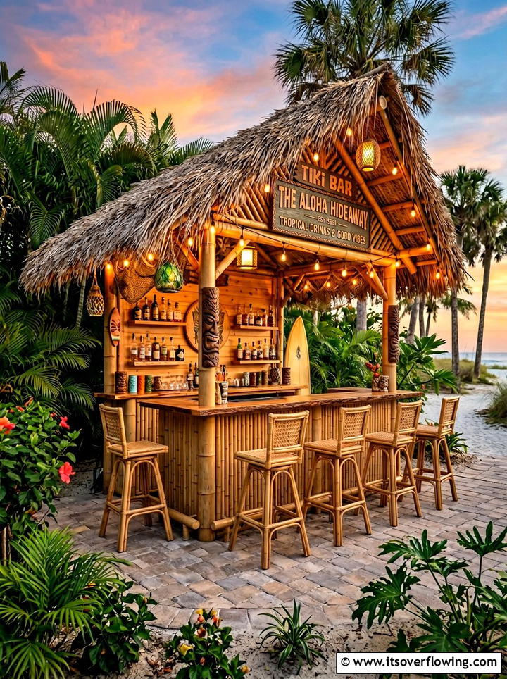 Tiki Bar Hut - 25 garden decor ideas for tropical gardens
