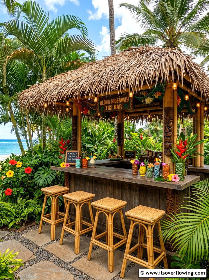 Tiki bar setup - 25 backyard decorating ideas with tropical accents
