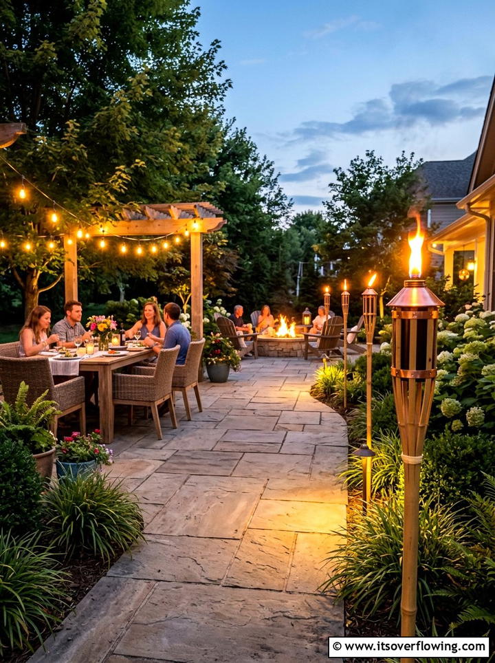 Tiki torch lighting for patio walkways - 25 garden decor ideas with pathway lighting