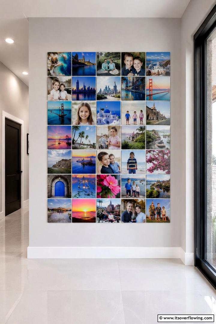 Tile Photo Installation - 30 Photo Display Ideas to Showcase Your Favorite Memories