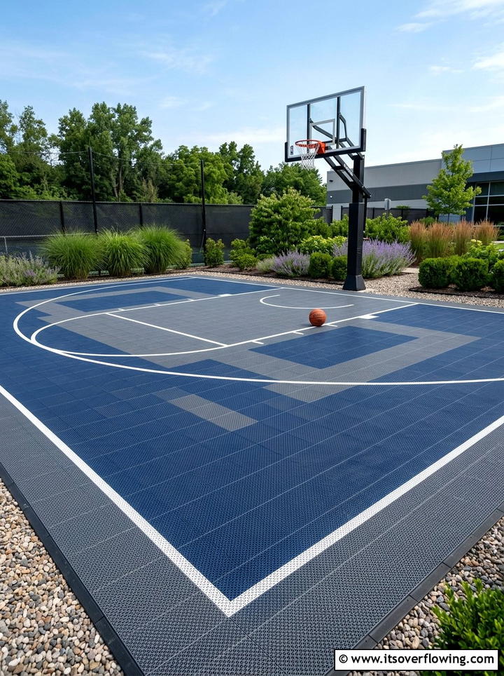 Tile surface sports court - 25 backyard ideas with sports court