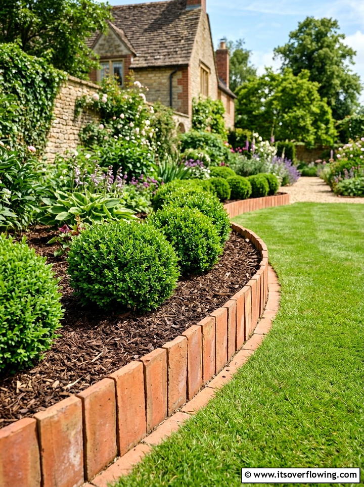 Tiled flower bed edging - 25 recycled garden ideas with leftover tiles