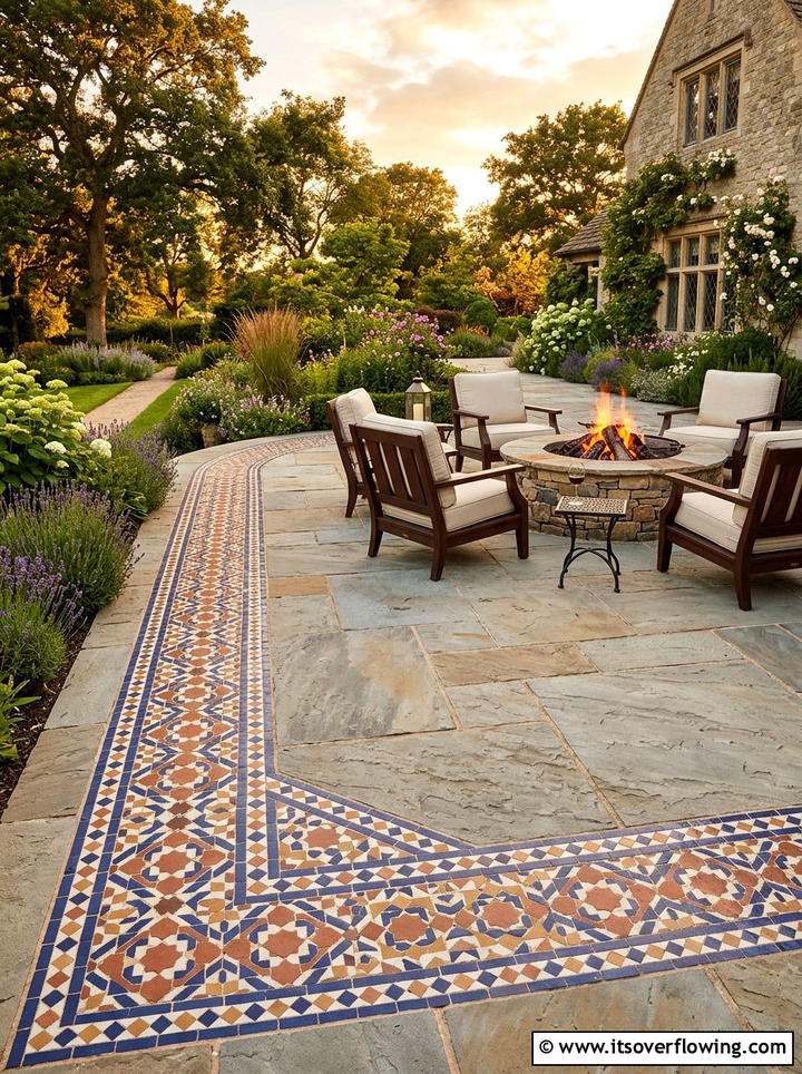 Tiled patio border - 25 recycled garden ideas with leftover tiles