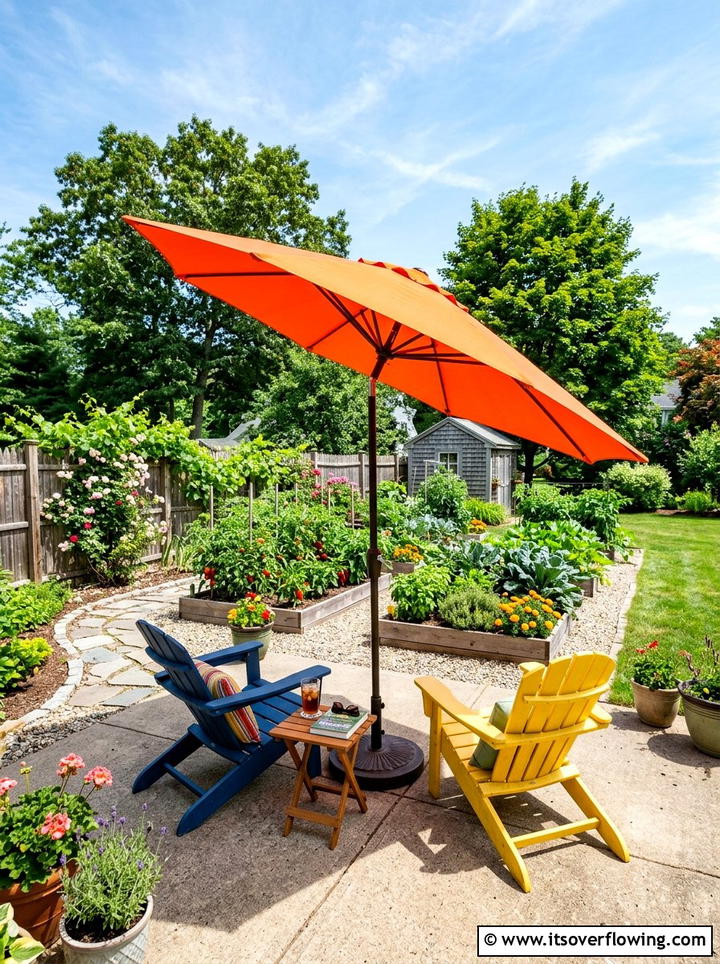 Tilting Sun Shade Umbrella - 25 garden decor ideas with umbrellas
