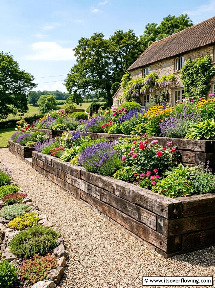 Timber Sleeper Wall - 25 backyard ideas for sloped yards
