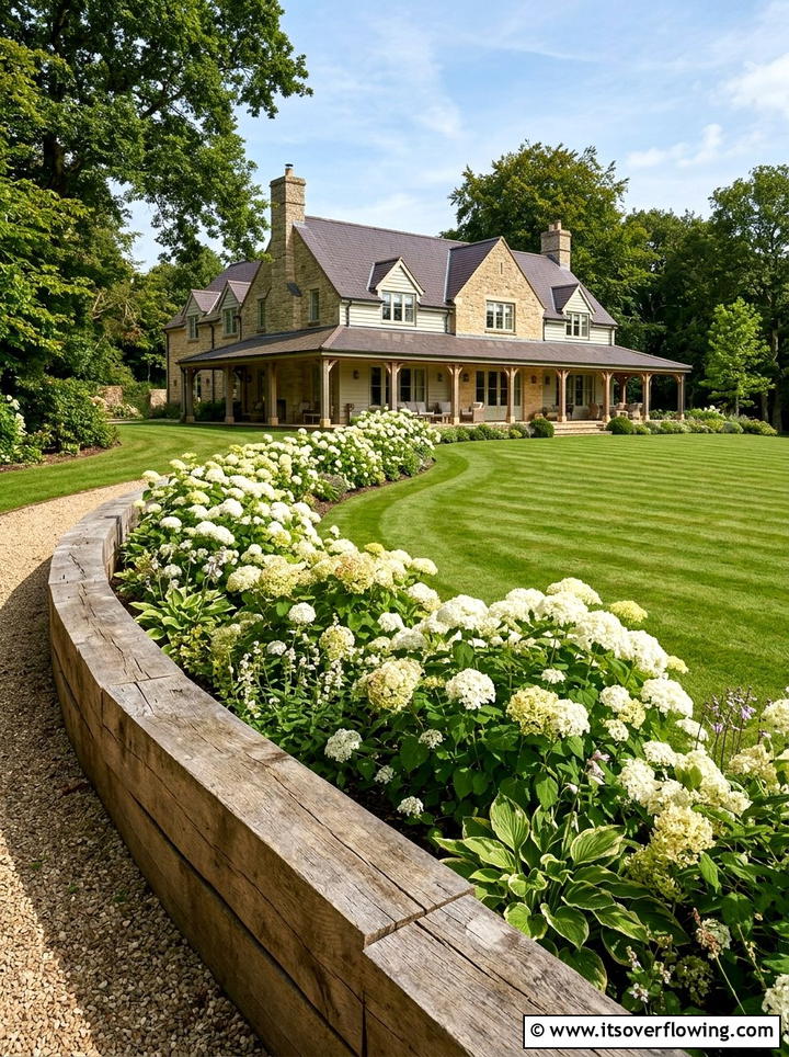 Timber beam border - 25 reusing old things ideas for garden edging