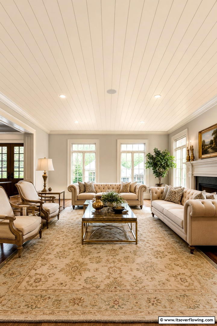 Timeless Cream Finishes - 30 Shiplap Ceiling Ideas to Add Farmhouse Charm Anywhere