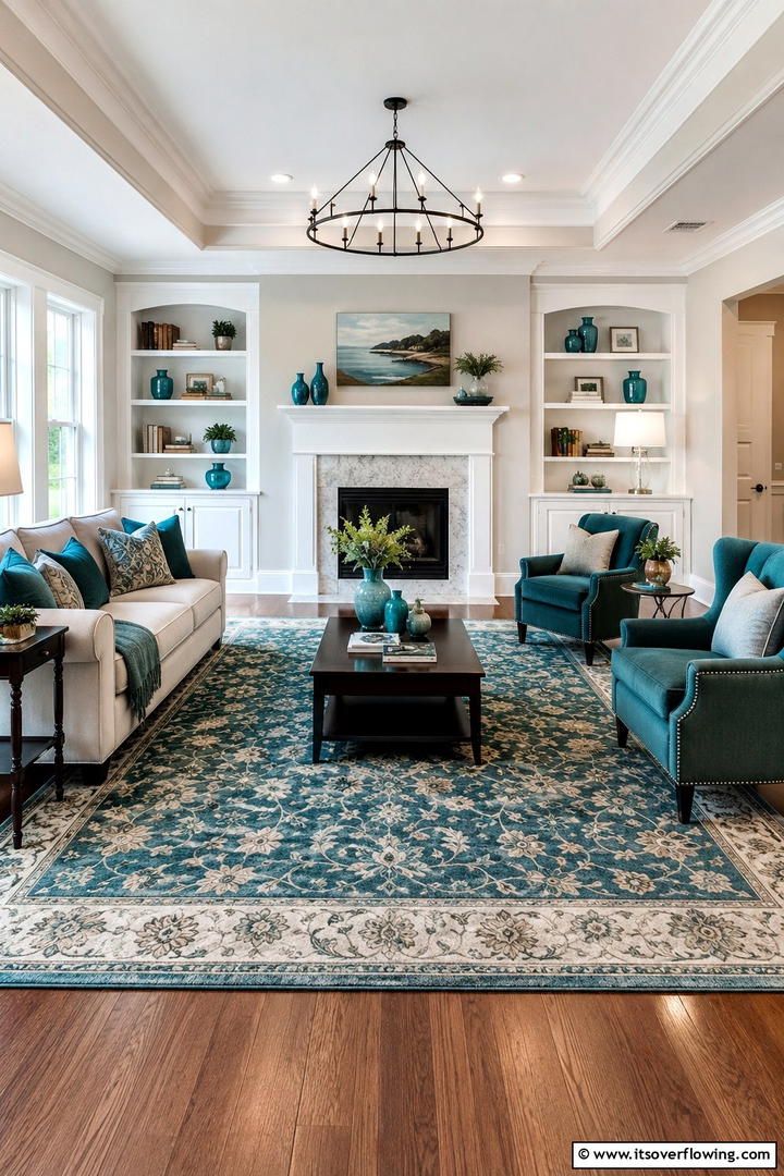 Timeless Teal Harmony - 30 Teal Living Room Ideas for Bold & Serene Interior Spaces
