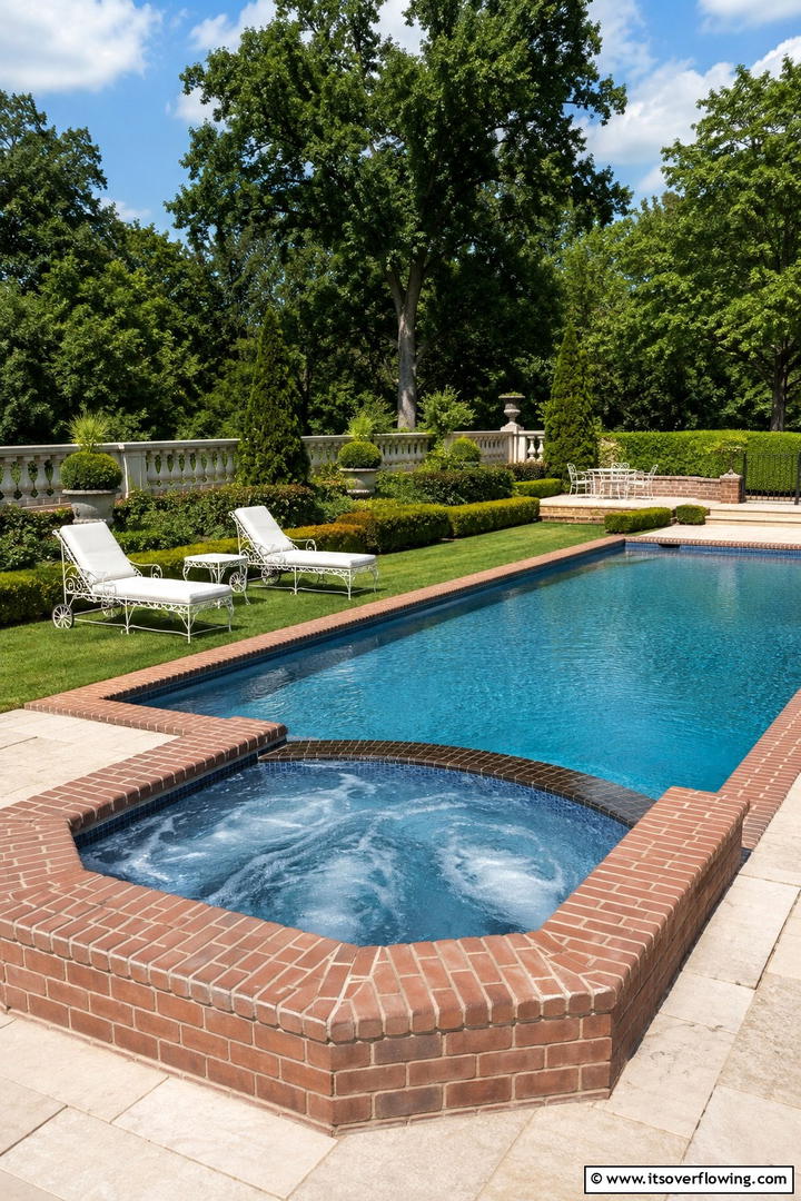 Timeless Traditional Elegance - 30 Rectangle Pool With Hot Tub Designs for Luxury Backyards
