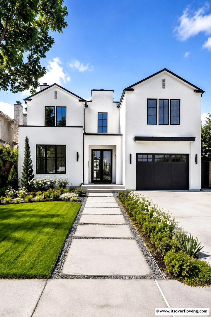 Timeless White Elegance - 30 Stucco Color Ideas for Modern and Timeless Home Exteriors