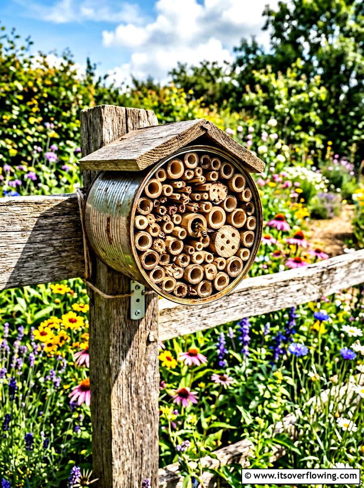 Tin Can Bee Hotel - 25 upcycled garden ideas with old cans