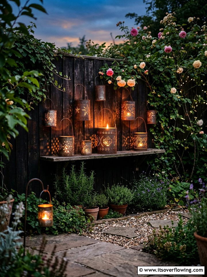 Tin Can Garden Lantern - 25 recycled garden ideas with tin cans