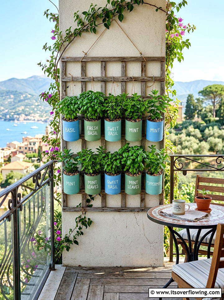 Tin Can Herb Garden - 25 recycled garden ideas for small spaces