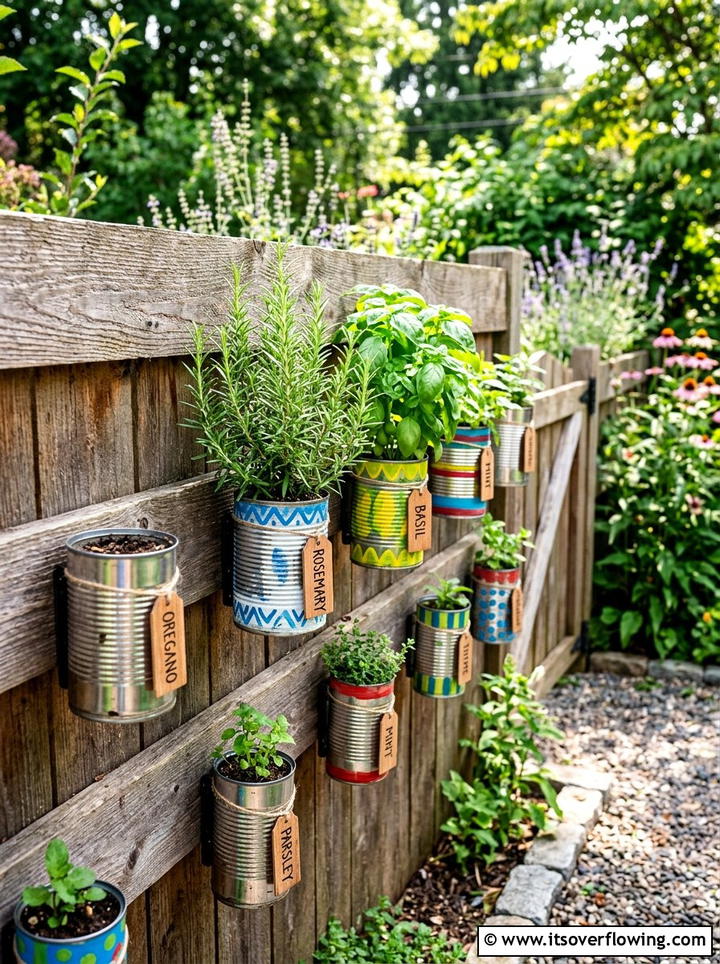 Tin Can Herb Garden Diy - 25 upcycled garden ideas for small gardens