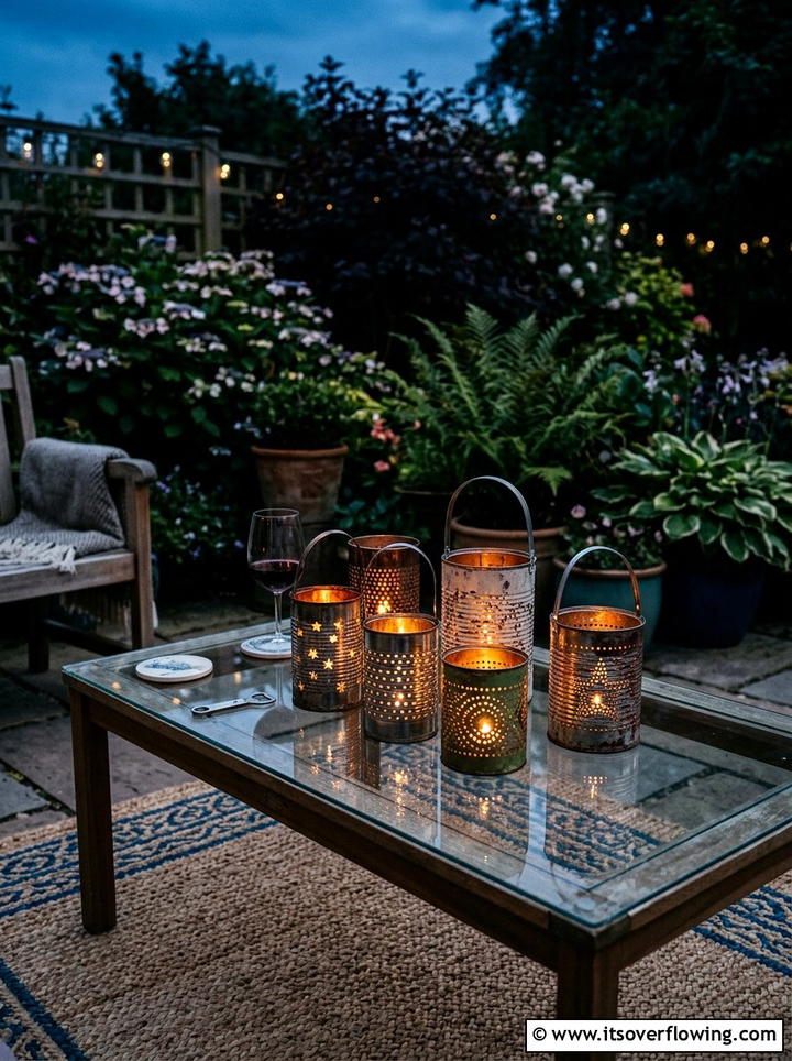 Tin Can Lantern - 25 garden decor ideas on a budget