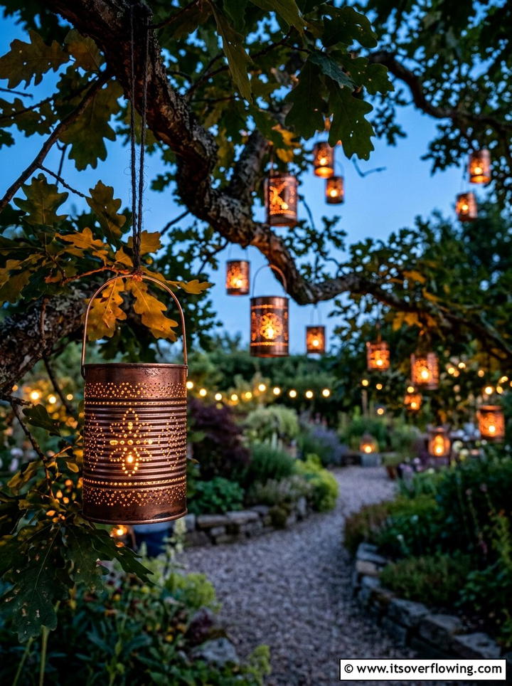 Tin Can Lantern - 25 recycled garden ideas