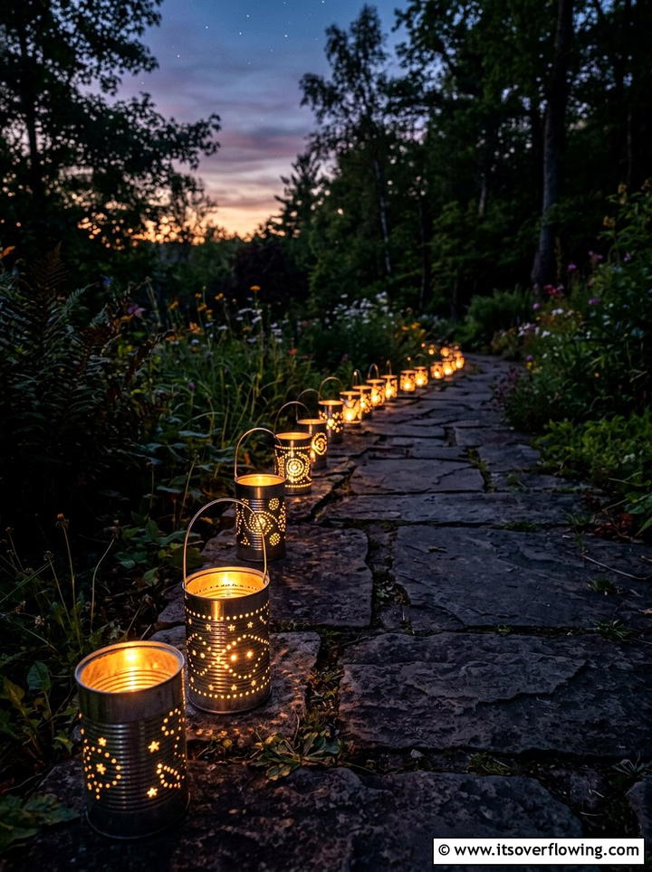 Tin Can Lantern - 25 upcycled garden ideas for front yards